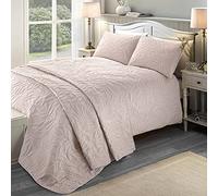 Serene - Blush Pink Leaf Embossed Duvet Cover - Single Bedding Size (140 x 200cm) - Soft Touch - Leaf/Leaves Embroidery Duvet Cover in Blush Pink - Luxury Bedding Set - Luana Collection