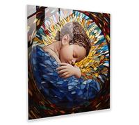 Serene Born Glass Print - Born, Stained Glass Mosaic Modern Art, Glass Printing, 50 cm x 50 cm