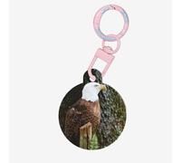 Serene Brown Bald Eagle Print Round Acrylic Pet Tag, Dog Neck Pendant Tags for Pets Circular Dog Cat Collar Name Tags