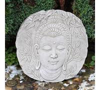 Serene Buddha Hanging Wall Plaque | Reconstituted Stone Garden Ornament | Frost-Proof Weatherproof Outdoor Décor | Antique Finish Zen Sculpture | 26cm x 25cm