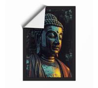 Serene Buddha in Gold Japandi Unframed Wall Art Print A3 (42×29.7cm), Wall Decor for Living Room, Bedroom, Office & Home, Art Gift