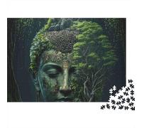 Serene Buddha Statue Forest 1000 Piece Jigsaw Puzzle for Adults Paper Puzzle Game Tranquil Nature Scene Family Relaxation Focus Home Decoration Gift 52x38cm/1000pcs