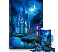 Serene Castle Under The Crescent Moon 1000 Piece Jigsaw Puzzles for Teenagers Strong Logic Toy Calm Escape Clear Edge Birthday Gift (38x52cm)