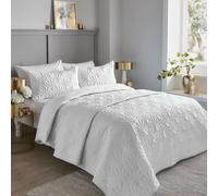 Serene - White Floral Embroidery Duvet Cover - Super King Bedding Size (260 x 220cm) - Luxury Bedding - Soft Touch - Pinsonic/Ultrasonic Pattern - White Embossed Duvet - Cavili Collection