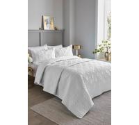 Serene - White Floral Embroidery Duvet Cover - Single Bedding Size (135 x 200cm) - Luxury Bedding - Soft Touch - Pinsonic/Ultrasonic Pattern - White Embossed Duvet - Cavili Collection