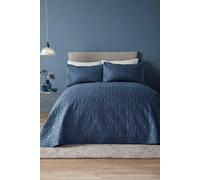 Serene 'Cavali' Pinsonic Microfibre Textured Warm Bedspread in Dark Blue Serene Dark Blue