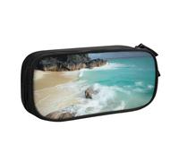 Serene Coastal Pencil Case, Zip Smooth Pencil Case, Portable Pencil Case Large School Stationery Storage Bag, Make-Up Bag