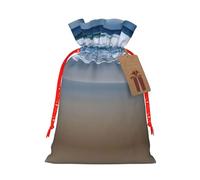 Serene Coastal Print Drawstring Gift Bags,For Holiday Season,Birthdays,Anniversaries And Any Special Occasion