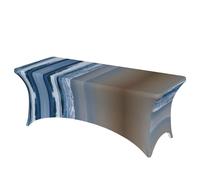 Serene Coastal Print Rectangular Tablecloth,Rectangle Tablecloth With Elastic Edge,Reusable For Kitchen Dining Party