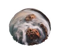 Serene Coastal print Stylish Shower Cap Reusable Shower Cap Women Large Shower Cap for Braids Long Hair