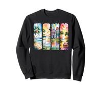 Serene Coastal Watercolor Art Beach Scenes Sweatshirt