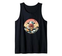Serene Cow Playing Acoustic Guitar at Country Sunset Tank Top
