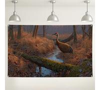 Serene Crane Forest Backdrop, Nature Inspired Photography Background, Beautiful Wildlife Decor for Events, Autumn Scene for Outdoor Gatherings 71x43 Inch