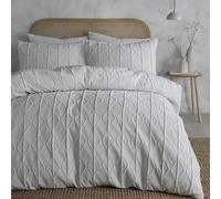 Serene Crinkle Stripe Duvet Cover Set King 230 x 220cm - Textured White Bedding with Modern Stripe Design, Includes 2 Pillowcases