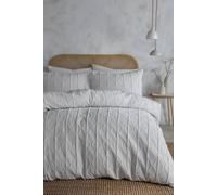 Serene 'Crinkle Stripe' Textured Duvet Cover Set in White | Size: King Serene White King