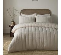 Serene Crinkle Wave Natural Duvet Cover Set Double - Minimalist Bedding - Jacquard Recycled Polyester - Includes 1 Duvet Cover (200 x 200cm) & 2 Pillowcases - Natural Crinkle Wave Bedroom Set