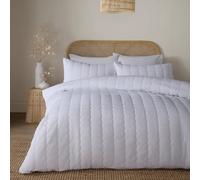 Serene Crinkle Wave White Duvet Cover Set Super King - Minimalist Bedding - Jacquard Recycled Polyester - Includes 1 Duvet Cover (260 x 220cm) & 2 Pillowcases - White Crinkle Wave Bedroom Set