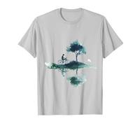 Serene Cycling Landscape Design Nature T-Shirt, Men, Silver Grey, Small