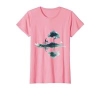 Serene Cycling Landscape Design Nature T-Shirt, Women, Pink, Medium