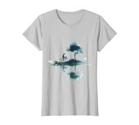 Serene Cycling Landscape Design Nature T-Shirt, Women, Silver Grey, XX-Large