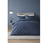 Serene - Dark Blue Floral Embroidery Duvet Cover - Double Bedding Size (200 x 200cm) - Luxury Bedding - Soft Touch - Pinsonic/Ultrasonic Pattern - Navy Blue Embossed Duvet - Cavili Collection
