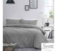 Serene Dart Pleated Boutique Duvet Cover Set, Grey, King