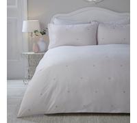 Serene - White & Pink Heart Duvet Cover - Super King Bedding Size (260 x 220cm) - Pink Rim Edge - White Bedding - Love Hearts Print Duvet Cover in Super King