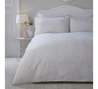 Serene - White & Pink Heart Duvet Cover - Super King Bedding Size (260 x 220cm) - Pink Rim Edge - White Bedding - Love Hearts Print Duvet Cover in Super King