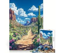 Serene Desert Landscape ︰ Cactus And Clouds 1000 Piece Jigsaw Puzzle for Teenagers Logic Toy Group Play Precision Cut Thoughtful Gift (50x75cm)