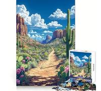 Serene Desert Landscape ︰ Cactus And Clouds 1000 Piece Jigsaw Puzzles for Teenagers Jigsaw Logic Train Toy Stress Relief Smooth Cut Memorable Gift (38x26cm)