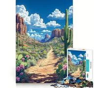 Serene Desert Landscape ︰ Cactus And Clouds 1000 Pieces Jigsaw Puzzles for Teenagers Improve Memory Mental Relax Sharp Edge Creative Gift (38x52cm)