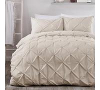 Serene Diamond Pintuck Duvet Cover - Single Size (140x200cm) - Soft Touch Microfibre - Natural Pleated Bedding - Pinch Pleat Design - Puckered Texture - Luxury Bed Set - 1 Pillowcase Included