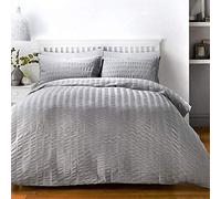 Serene Duvet Cover and Two Pillow Cases, 52% Polyester / 48% Cotton, Grey, King Size