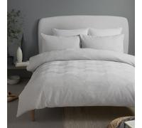 Serene Duvet Cover Set, 100% Recycled Polyester, King Size 230x220cm, Grey, Embossed Geometric Pattern, Button Closure, 2 Pillowcases
