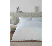 Serene 'Emily Embroidery' Easy Care Embroidered Leaf Duvet Cover Set in Green | Size: Double Serene Green Double