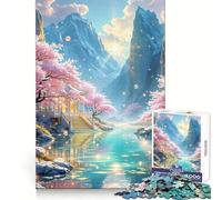 Serene Fantasy Landscape with Cherry Blossoms 1000 Piece Jigsaws for Teenagers Puzzle Reason Skill Toy Mental Relax Exact Cut (38x26cm)