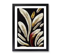 Serene Feathers Framed Print for Living Room Bedroom Home Office Décor, Wall Art Picture Ready to Hang, Black A4 Frame (34 x 25 cm)