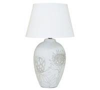 Serene Floral Ceramic Table Lamp - White