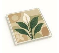 Serene Geometry Acrylic Coaster Gift - Elegant Mid-Century Modern Peace Lily Design for Home Decor