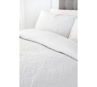 Serene 'Gianna' Microfibre Pinsonic 3D Damask Design Duvet Cover Set in White | Size: Double Serene White Double
