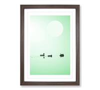 Serene Green Framed Print | A2 Walnut Framed Wall Art | Ready to Hang | Modern Nature Picture | Living Room Bedroom Lounge Office