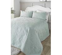 Serene Green Luana Bedspread White