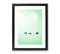 Serene Green Modern Framed Wall Art Print, Ready to Hang Picture for Living Room Bedroom Home Office Décor, Black A2 (64 x 46 cm)