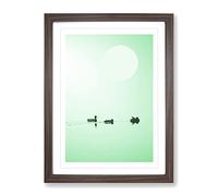 Serene Green Modern Framed Wall Art Print, Ready to Hang Picture for Living Room Bedroom Home Office Décor, Walnut A2 (64 x 46 cm)