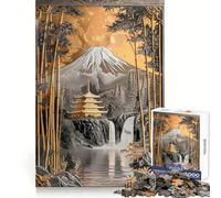 Serene Japanese Gold 1000 Piece Jigsaw Puzzles for Adults Smart Reason Toy Quiet Fun Smooth Edge Festival Gift (38x52cm)