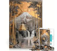 Serene Japanese Gold 1000 Piece Jigsaw Puzzles for Adults Smart Reason Toy Quiet Fun Smooth Edge Festival Gift (38x52cm)