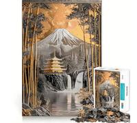 Serene Japanese Gold Jigsaw Puzzle 1000 Piece for Teenagers Logic Train Toy Light Relax Smooth Cut Wall Art Decor (38x26cm)