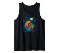 Serene Japanese Koi Fish Night Scene Moonlight Water Swirl Tank Top