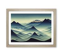 Serene Japanese Mountains Framed Print | A2 Oak Framed Wall Art | Ready to Hang | Asian Landscape Picture | Living Room Bedroom Lounge Office