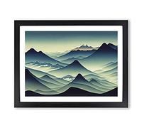 Serene Japanese Mountains Framed Print | A3 Black Framed Wall Art | Ready to Hang | Asian Landscape Picture | Living Room Bedroom Lounge Office